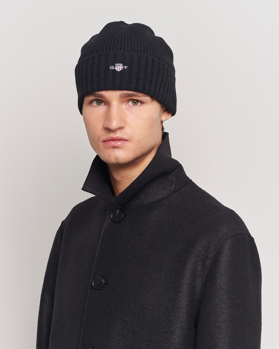 Hombres | Accesorios | GANT | Wool Lined Beanie Black
