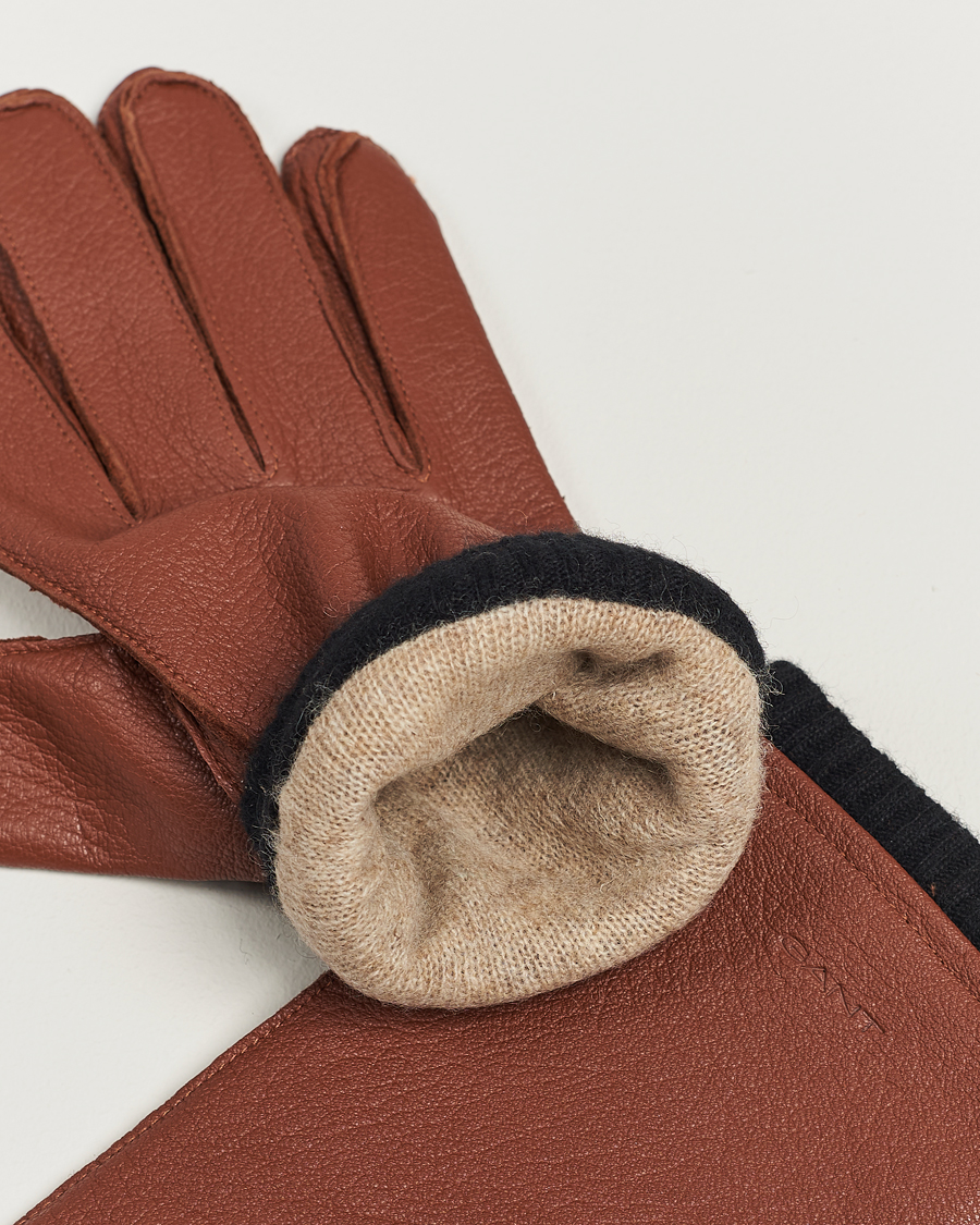 Hombres |  | GANT | Wool Lined Leather Gloves Clay Brown