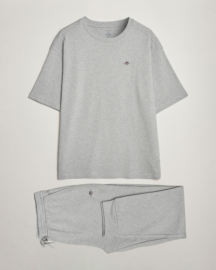 Hombres | Pijamas y batas | GANT | Premium Loungewear Set Grey Melange