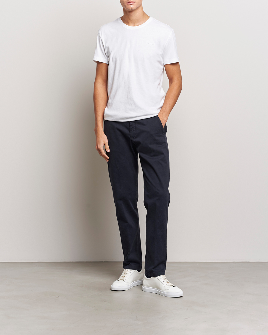 Hombres | Camisetas | GANT | 2-Pack Crew Neck T-Shirt Navy/White