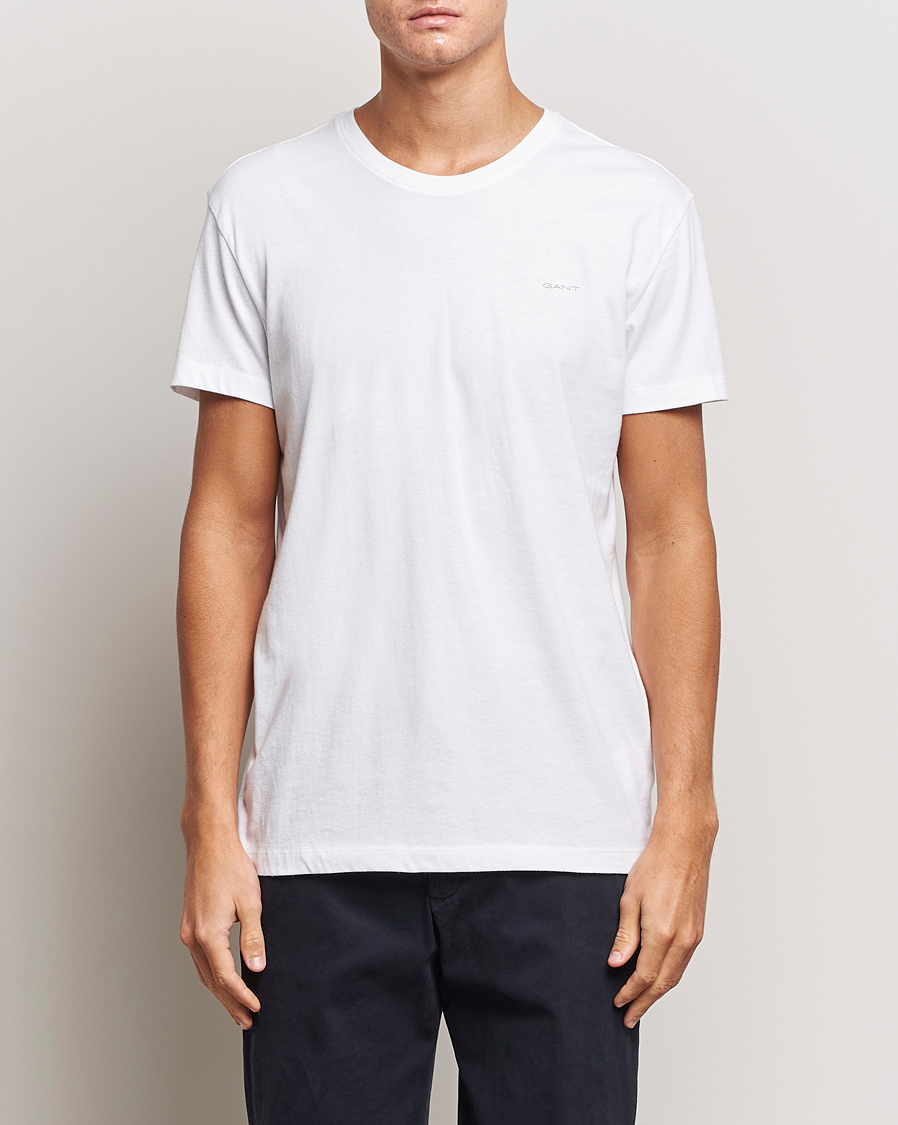 Hombres | Camisetas | GANT | 2-Pack Crew Neck T-Shirt Navy/White
