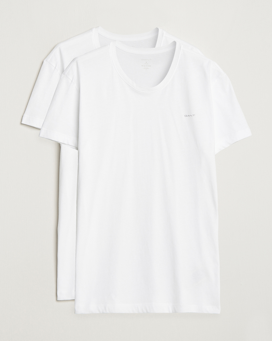 Hombres | Camisetas | GANT | 2-Pack Crew Neck T-Shirt White