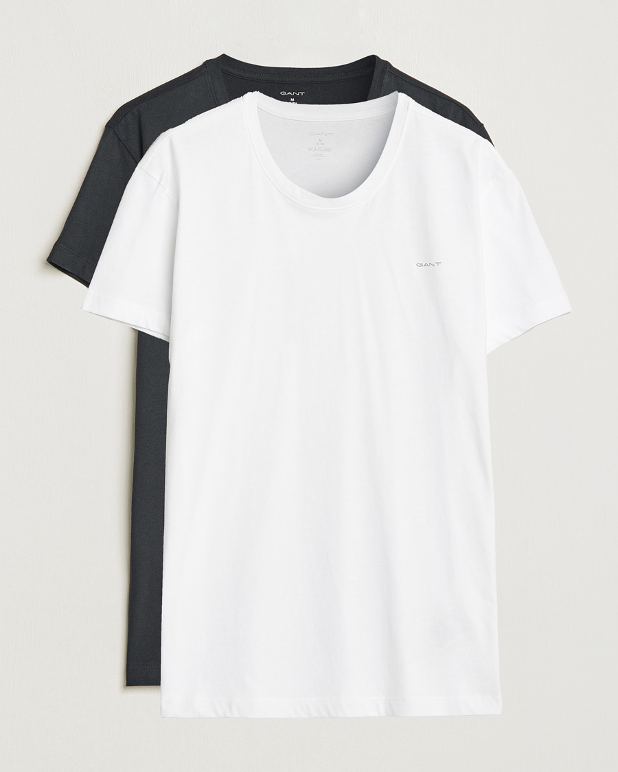 Hombres | Camisetas | GANT | 2-Pack Crew Neck T-Shirt Black/White