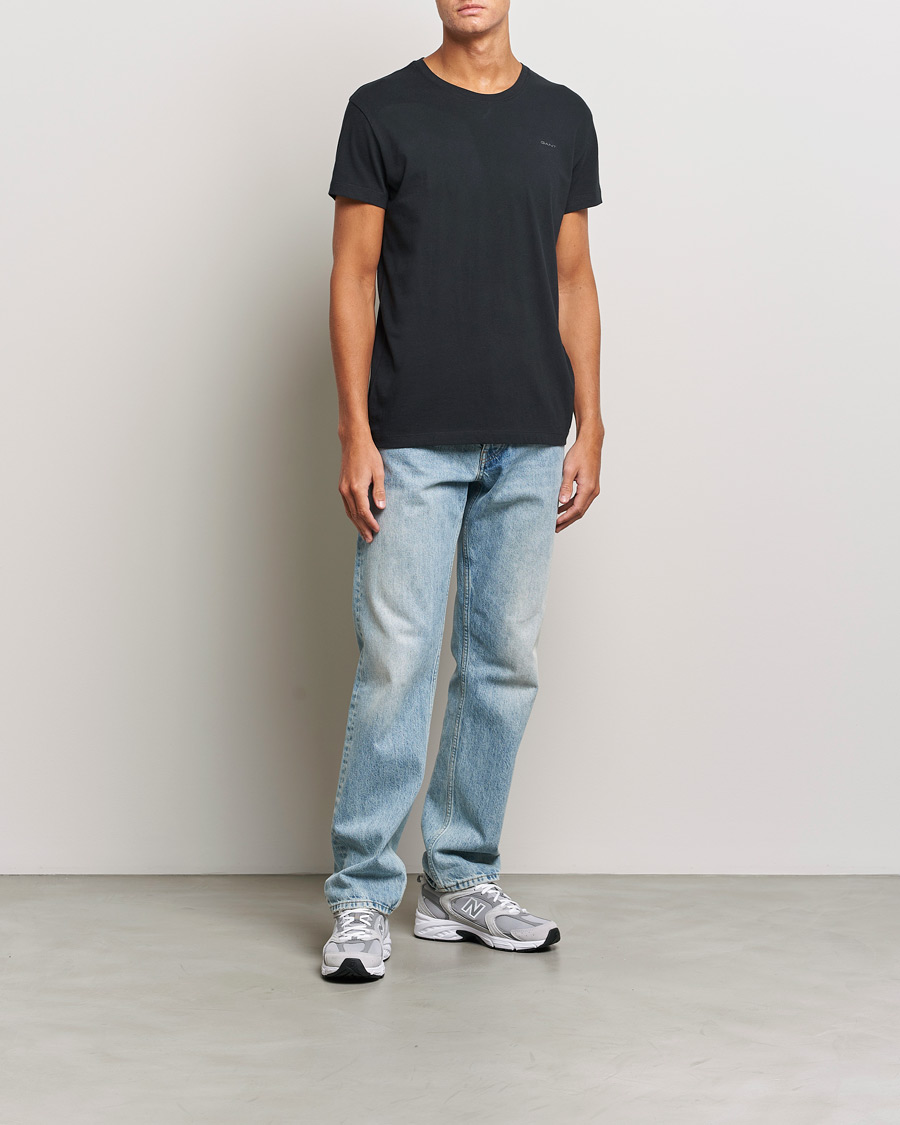 Hombres | Camisetas | GANT | 2-Pack Crew Neck T-Shirt Black/White