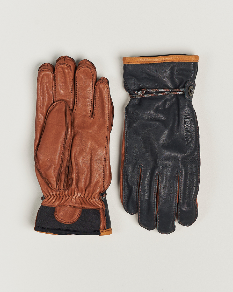 Hombres | Guantes | Hestra | Wakayama Leather Ski Glove Navy/Brown