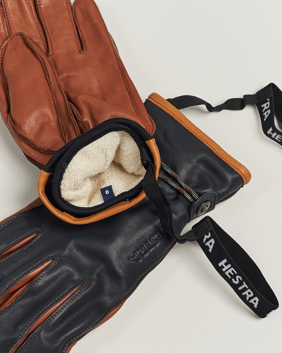 Hombres | Guantes | Hestra | Wakayama Leather Ski Glove Navy/Brown