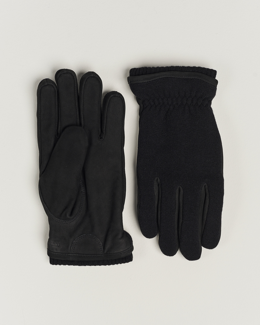 Hombres | Hestra Noah Nubuck Wool Tricot Glove Black | Hestra | Noah Nubuck Wool Tricot Glove Black