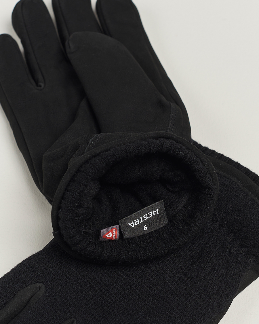 Hombres | Hestra Noah Nubuck Wool Tricot Glove Black | Hestra | Noah Nubuck Wool Tricot Glove Black
