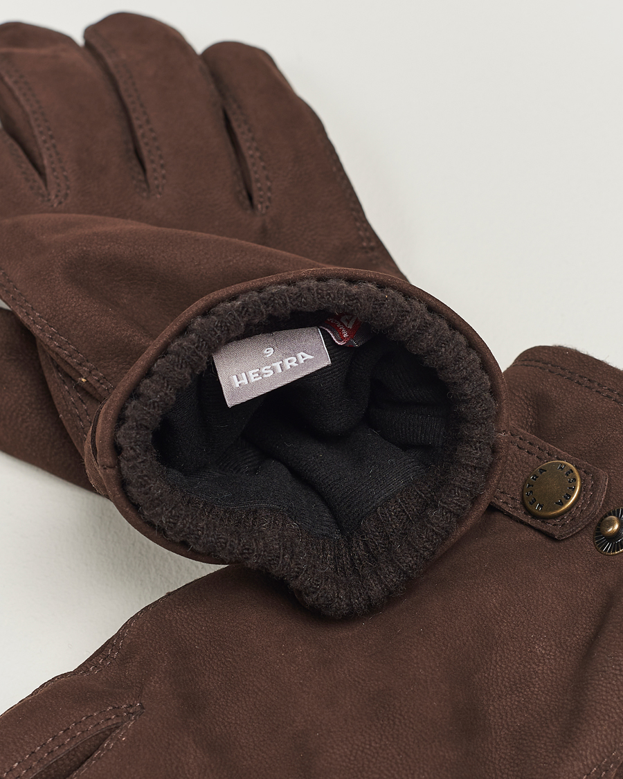 Hombres | Guantes | Hestra | Bergvik Fleece Liner Buckle Nubuck Glove Espresso