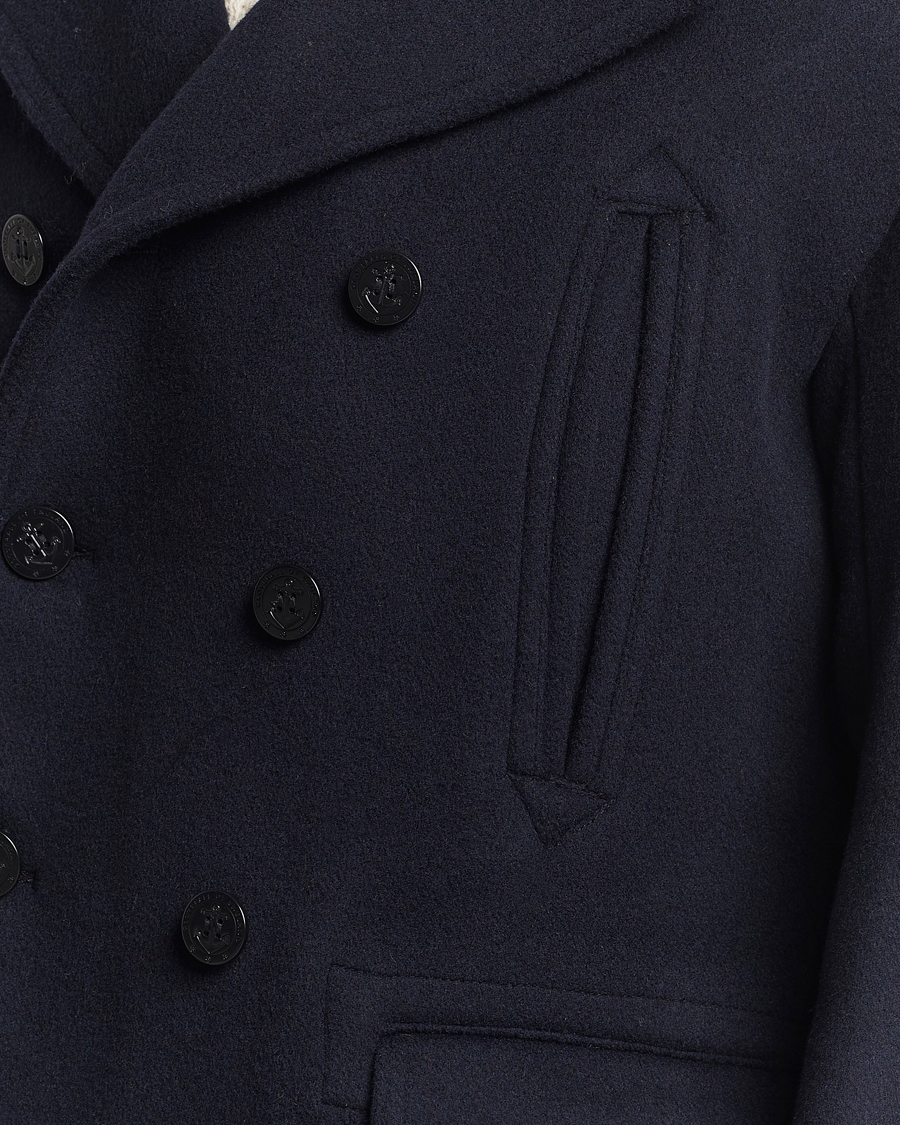 Hombres | Abrigos y chaquetas | Gloverall | Churchill Long Reefer Peacoat Navy Royal