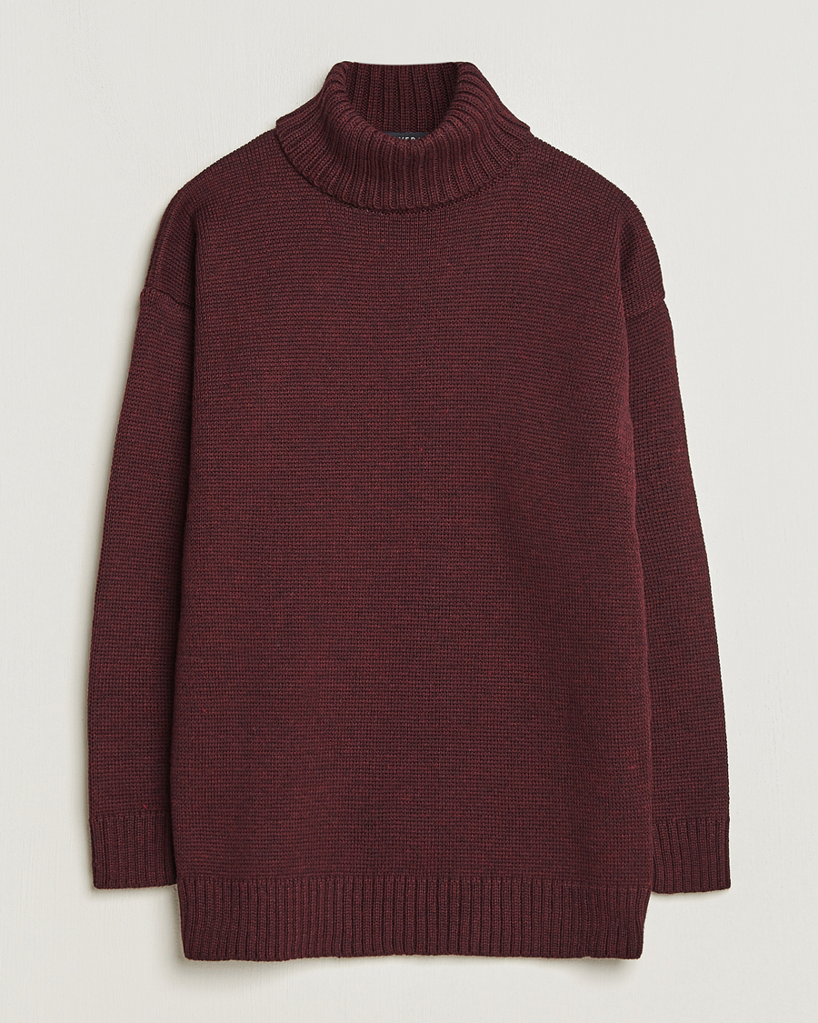 Hombres | Jerséis y prendas de punto | Gloverall | Submariner Chunky Wool Roll Neck Burgundy