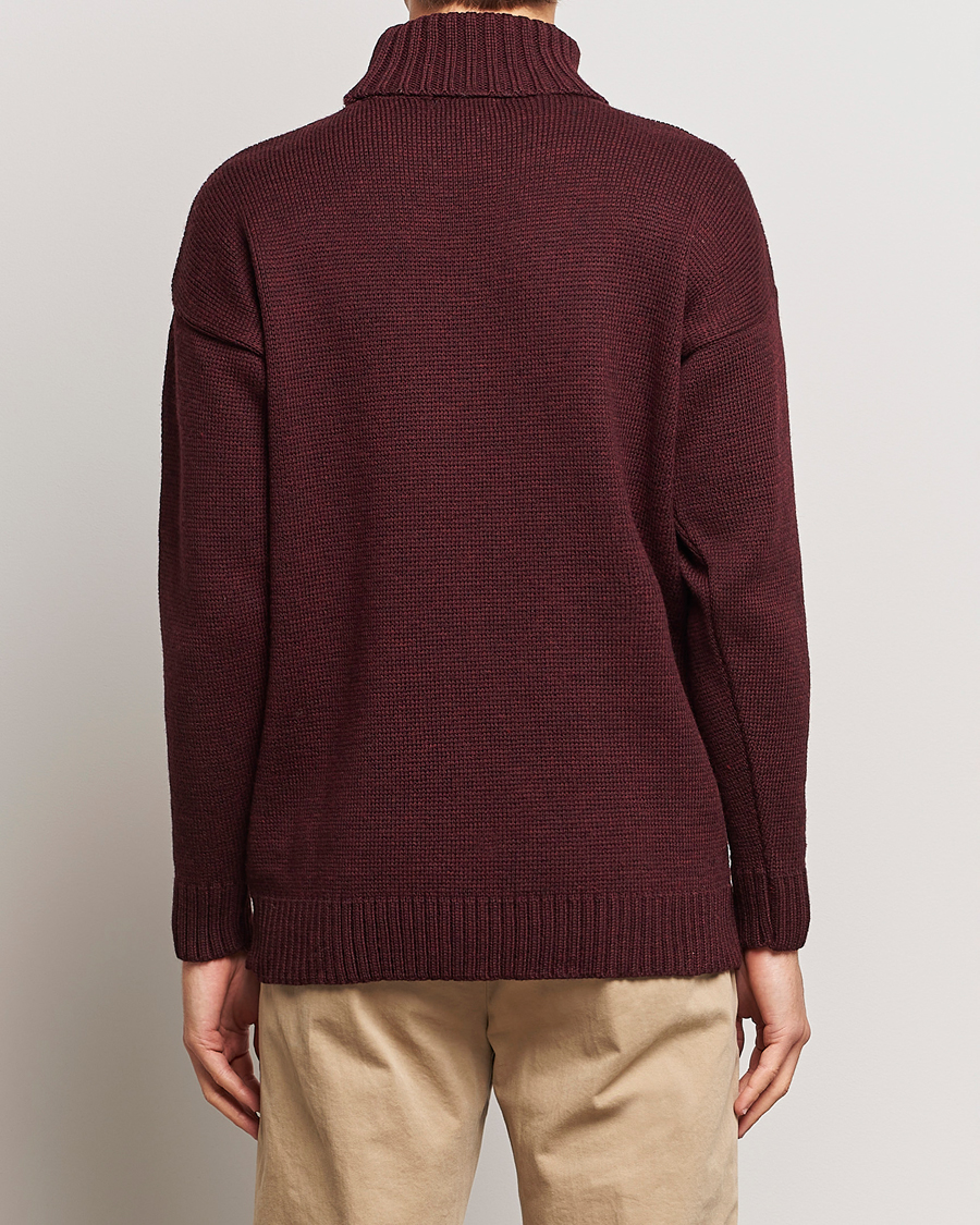 Hombres | Jerséis y prendas de punto | Gloverall | Submariner Chunky Wool Roll Neck Burgundy