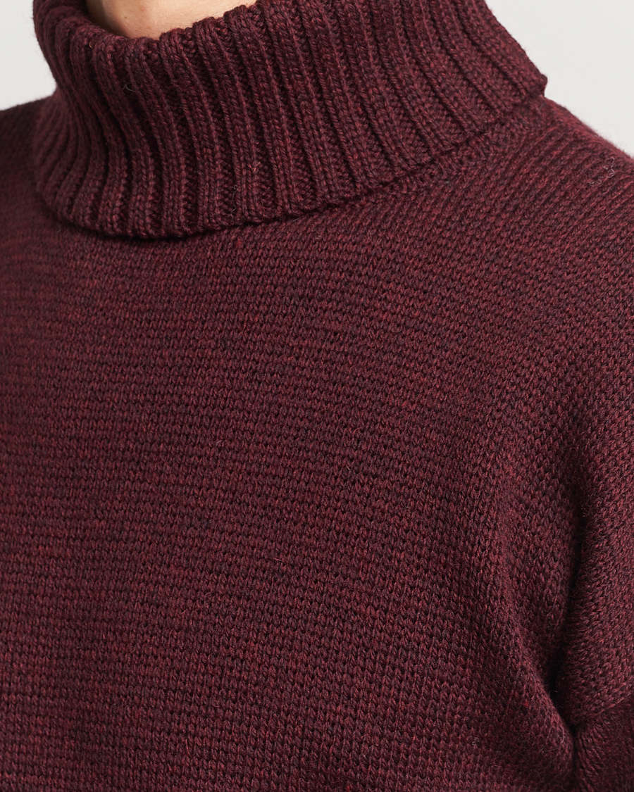Hombres | Jerséis y prendas de punto | Gloverall | Submariner Chunky Wool Roll Neck Burgundy