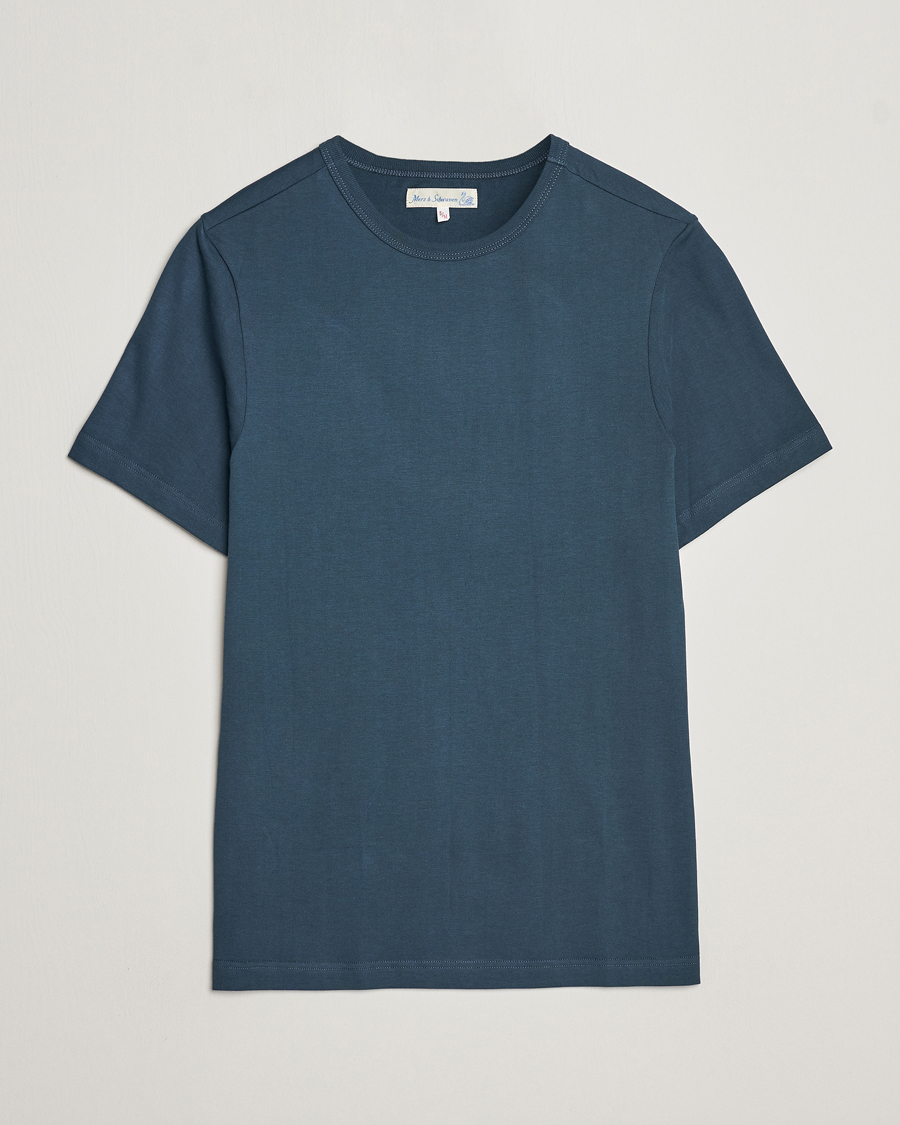 Hombres | Camisetas | Merz b. Schwanen | 1950s Classic Loopwheeled T-Shirt Mineral Blue