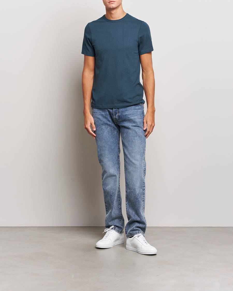 Hombres | Camisetas | Merz b. Schwanen | 1950s Classic Loopwheeled T-Shirt Mineral Blue