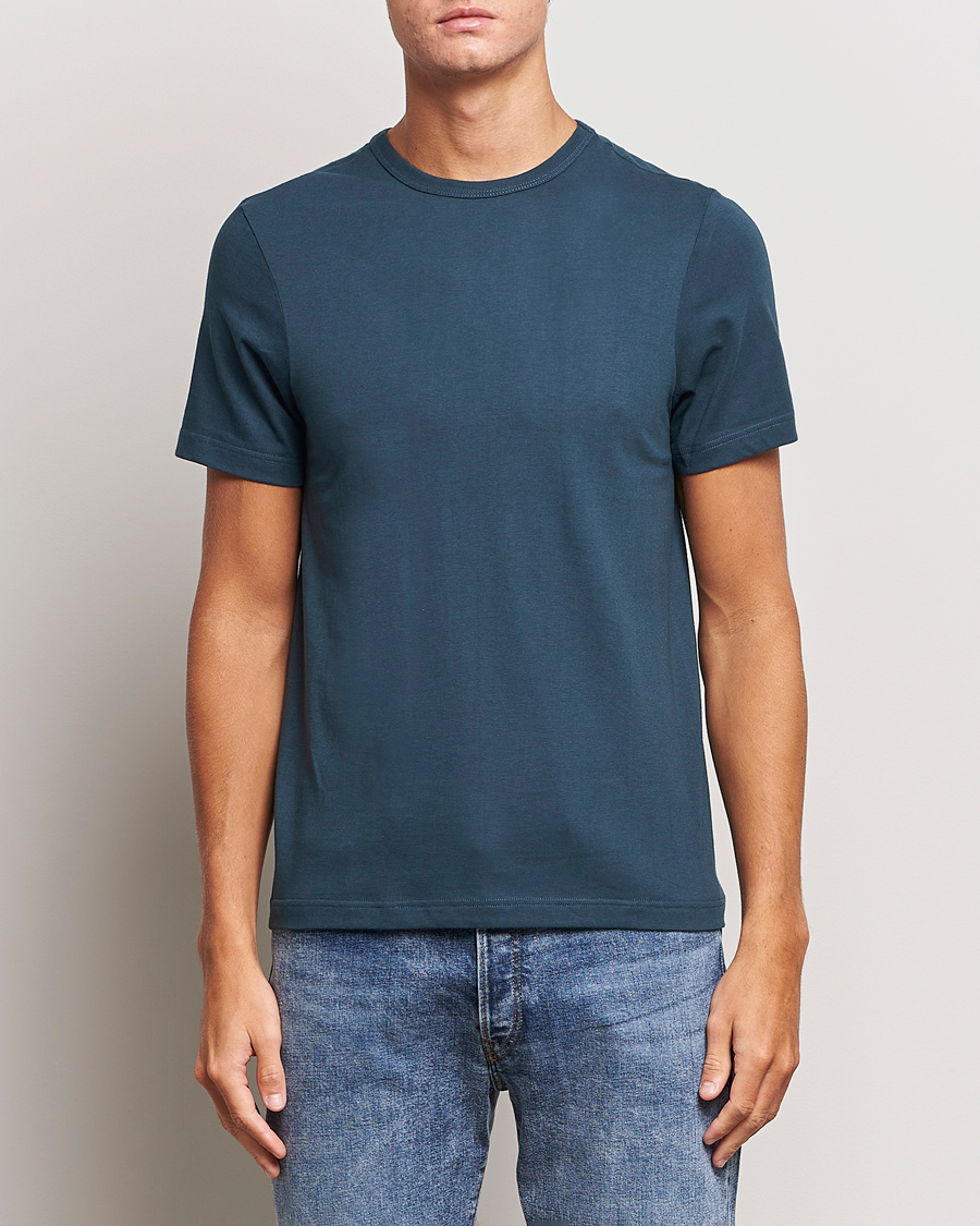 Hombres | Camisetas | Merz b. Schwanen | 1950s Classic Loopwheeled T-Shirt Mineral Blue