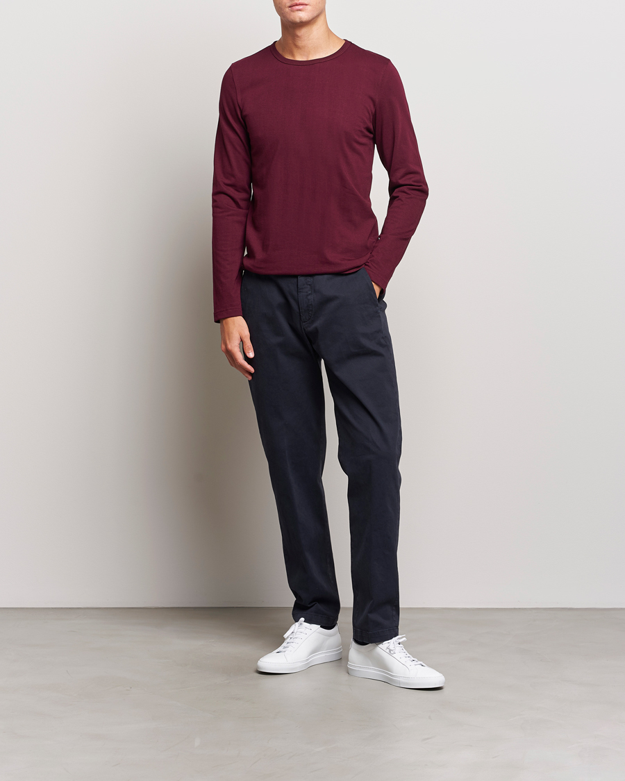 Hombres | Camisetas | Merz b. Schwanen | 1950s Classic Loopwheeled Longsleeve T-Shirt Ruby Red