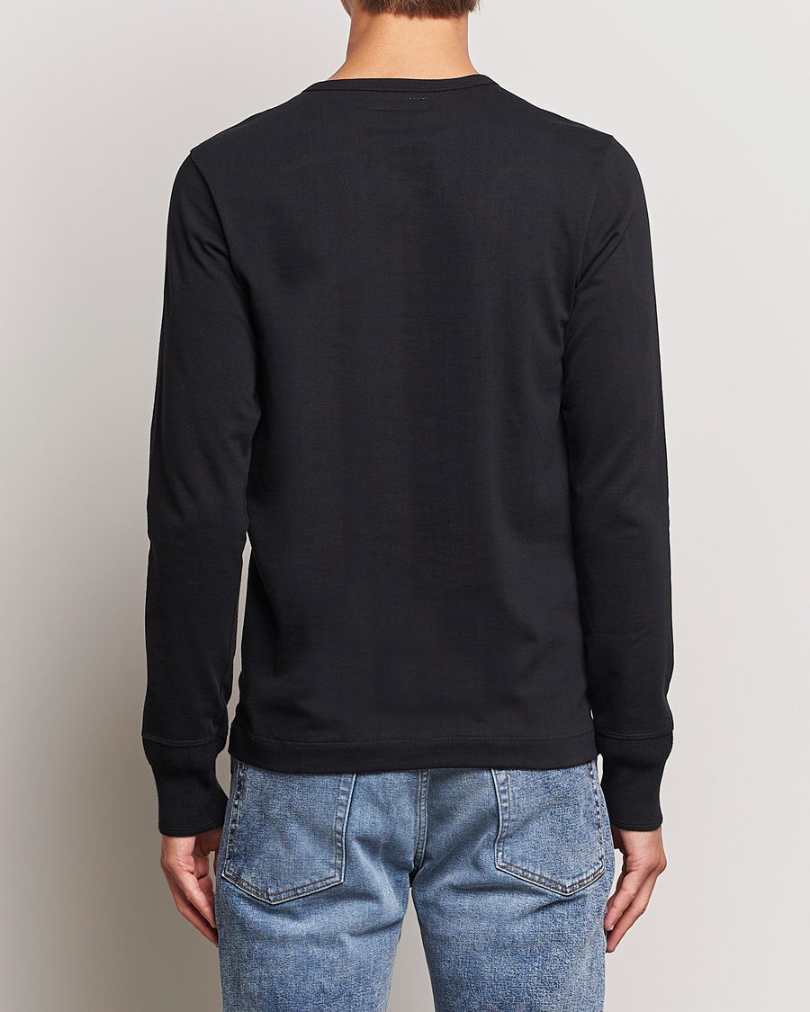 Hombres | Jerséis y prendas de punto | Merz b. Schwanen | Classic Organic Cotton Henley Sweater Black
