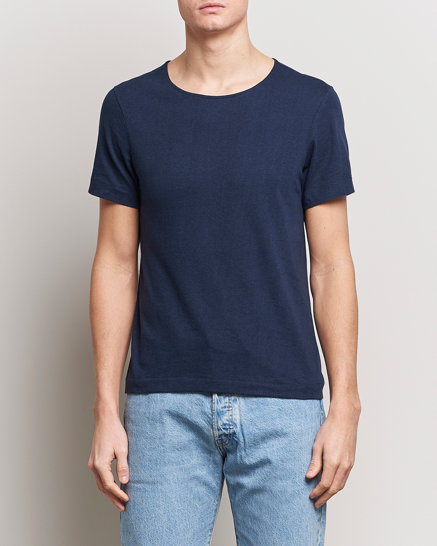 Hombres | Camisetas | Merz b. Schwanen | 1920s Loopwheeled T-shirt Ink Blue