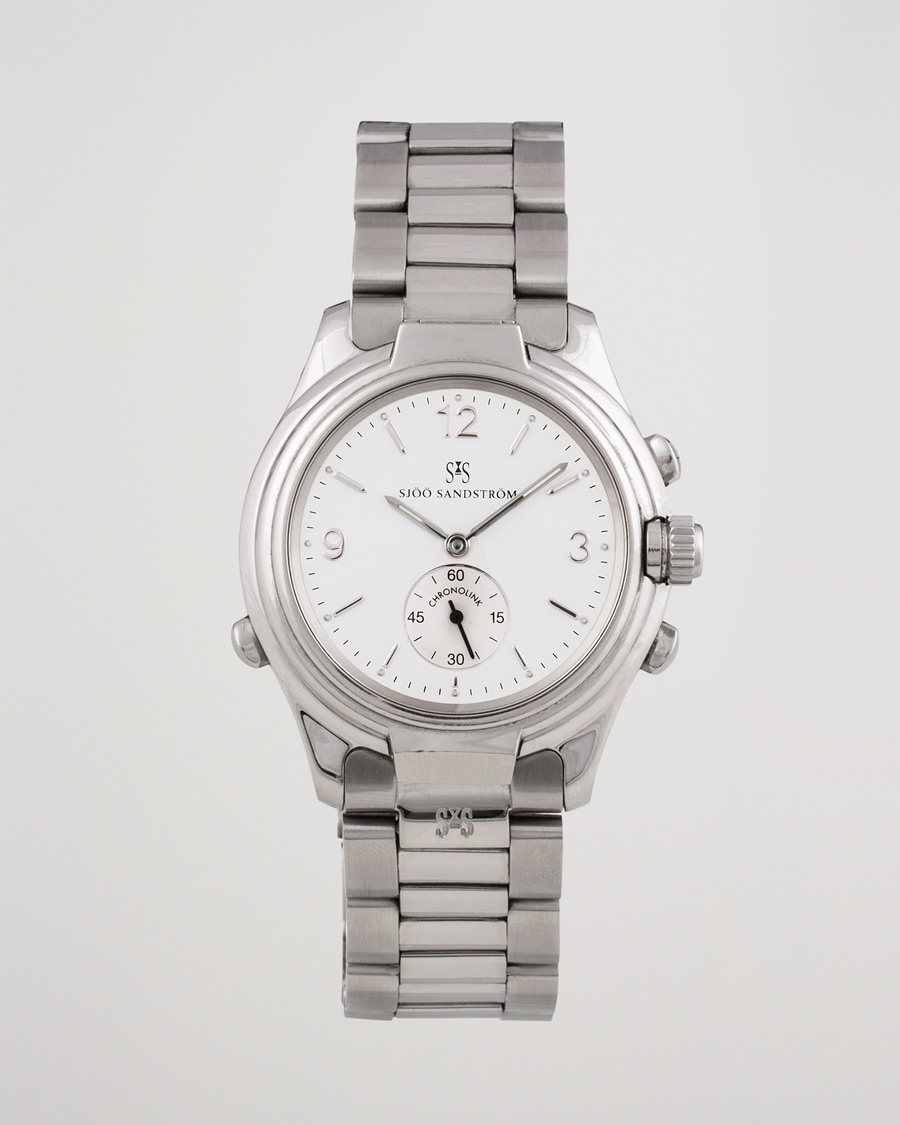 Hombres | Sjöö Sandström Pre-Owned Chronolink Worldtimer WT 6202 Steel White | Sjöö Sandström Pre-Owned | Chronolink Worldtimer WT 6202 Steel White