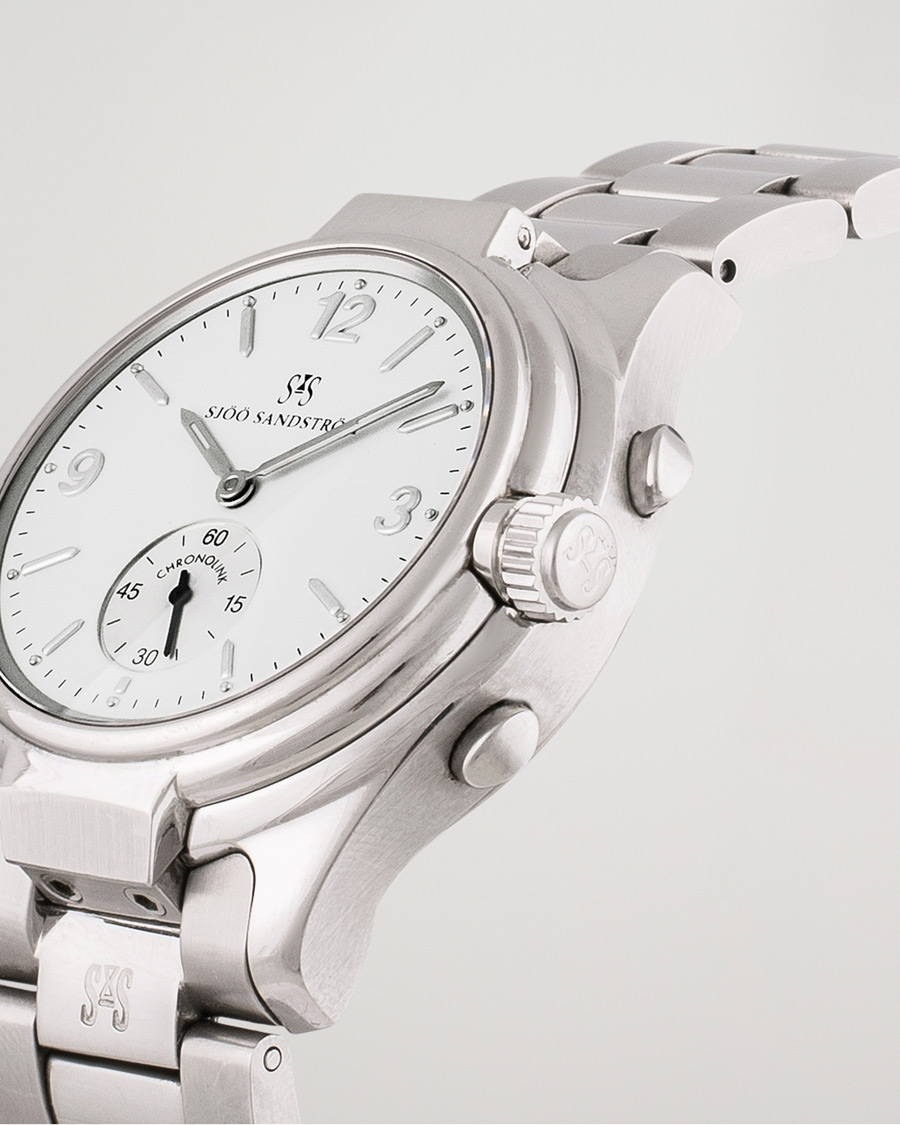 Hombres | Sjöö Sandström Pre-Owned Chronolink Worldtimer WT 6202 Steel White | Sjöö Sandström Pre-Owned | Chronolink Worldtimer WT 6202 Steel White
