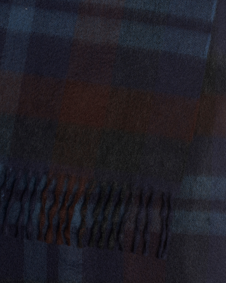 Hombres | Begg & Co Checked Cashmere Scarf 30*160cm Navy Slate | Begg & Co | Checked Cashmere Scarf 30*160cm Navy Slate
