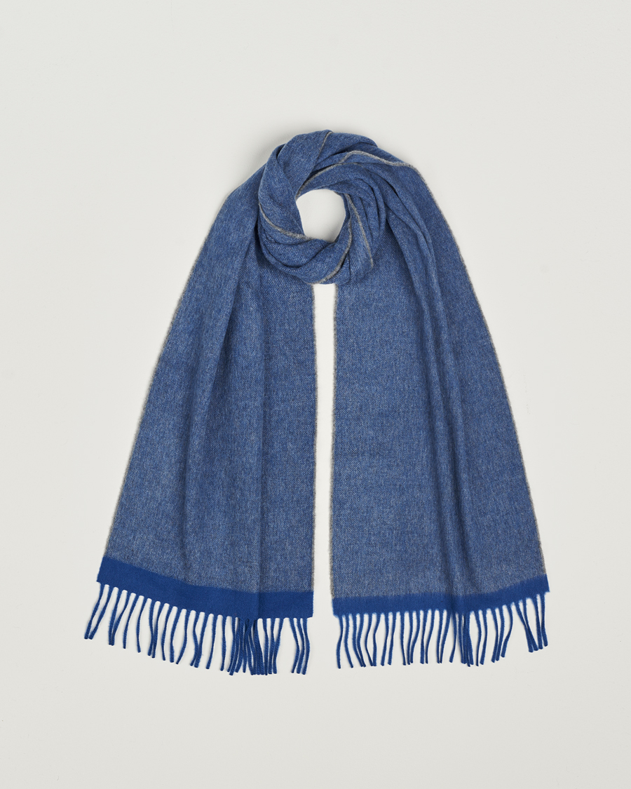 Hombres | Begg & Co Solid Board Wool/Cashmere Scarf Blue Grey | Begg & Co | Solid Board Wool/Cashmere Scarf Blue Grey