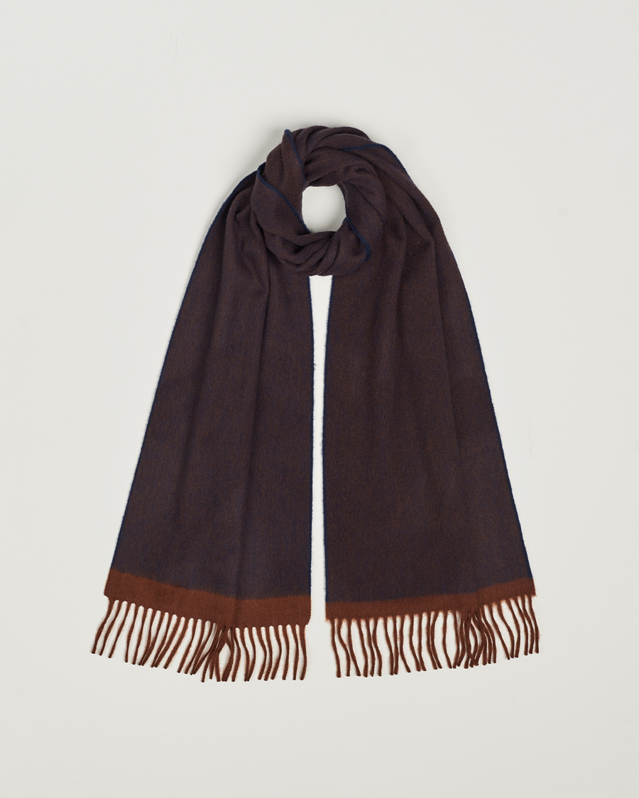 Hombres | Begg & Co Solid Board Wool/Cashmere Scarf Navy Chocolate | Begg & Co | Solid Board Wool/Cashmere Scarf Navy Chocolate