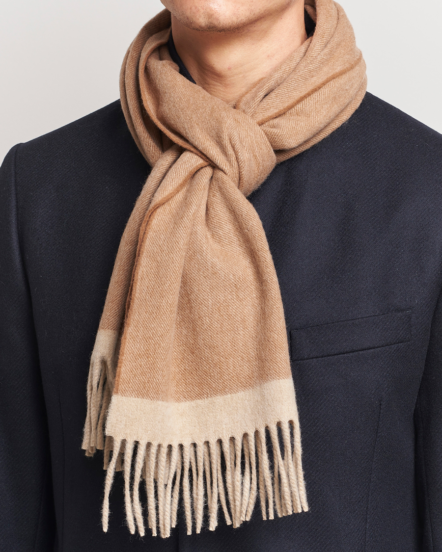 Hombres | Begg & Co Solid Board Wool/Cashmere Scarf Warm Natural | Begg & Co | Solid Board Wool/Cashmere Scarf Warm Natural
