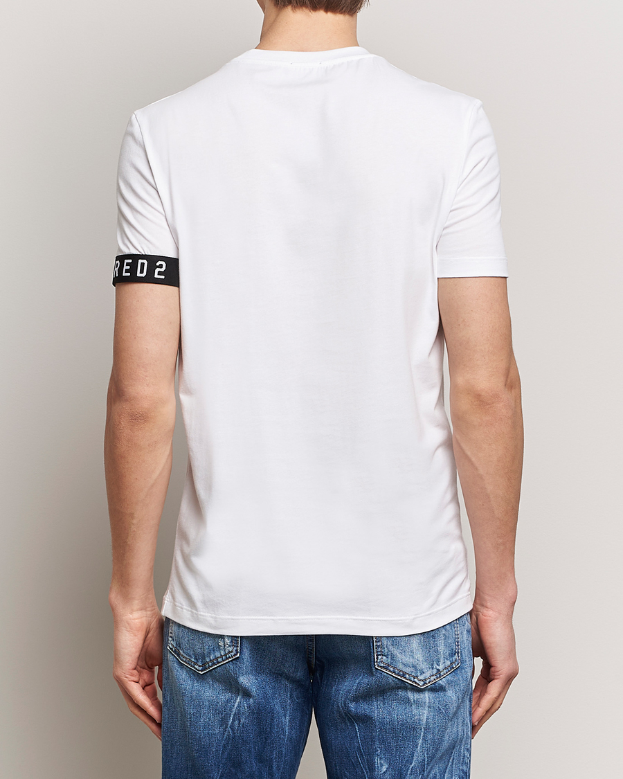 Hombres | Camisetas | Dsquared2 | Taped Logo Crew Neck T-Shirt White/Black