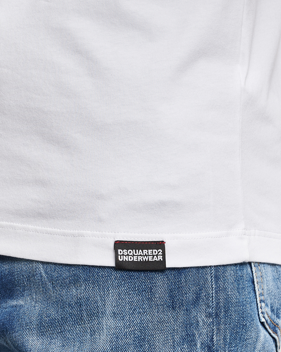 Hombres | Camisetas | Dsquared2 | Taped Logo Crew Neck T-Shirt White/Black