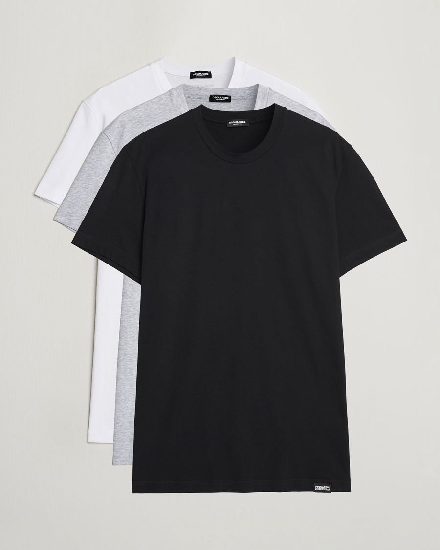 Hombres | Camisetas | Dsquared2 | 3-Pack Cotton Crew Neck T-Shirt White/Grey/Black