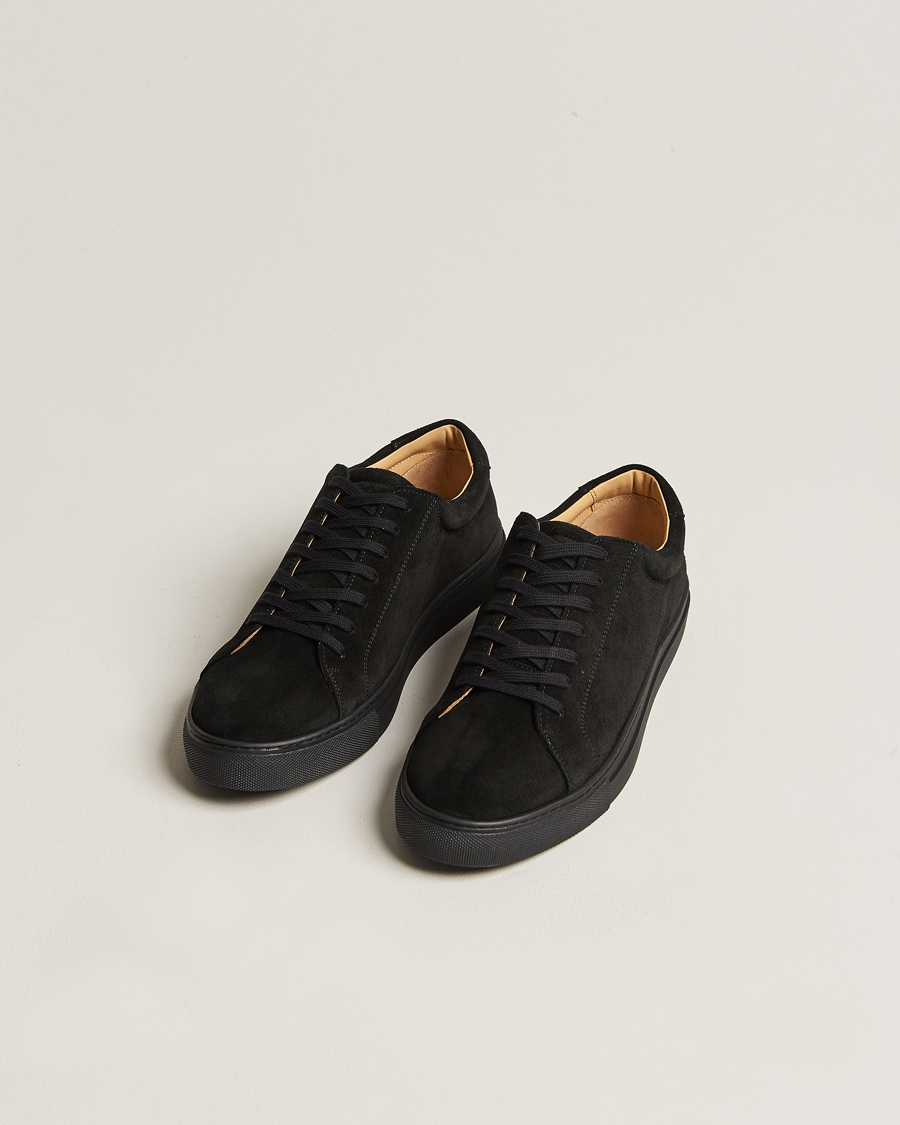 Hombres | Zapatillas negras | Myrqvist | Oaxen Monochrome Sneaker Black Suede