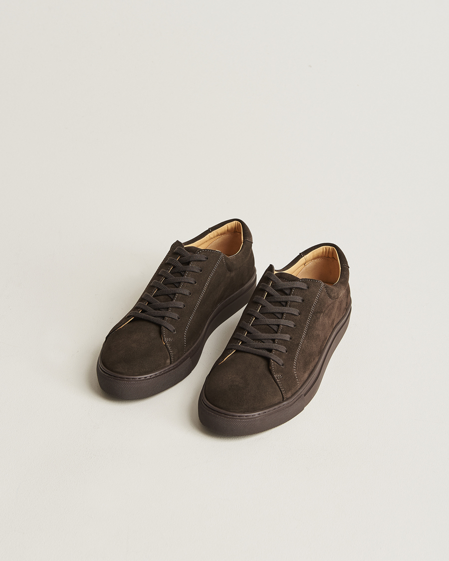 Hombres | Zapatos | Myrqvist | Oaxen Monochrome Sneaker Dark Brown Suede