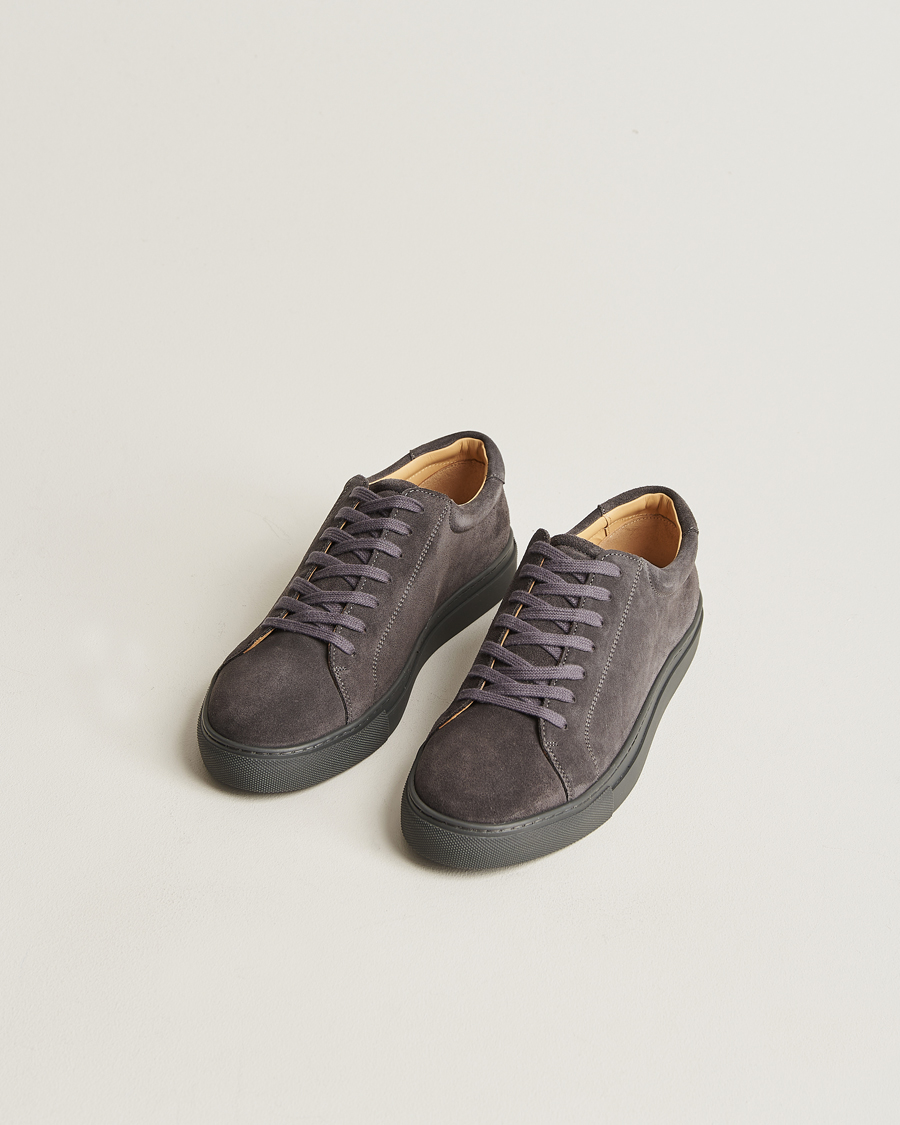 Hombres | Zapatos | Myrqvist | Oaxen Monochrome Sneaker Dark Grey Suede