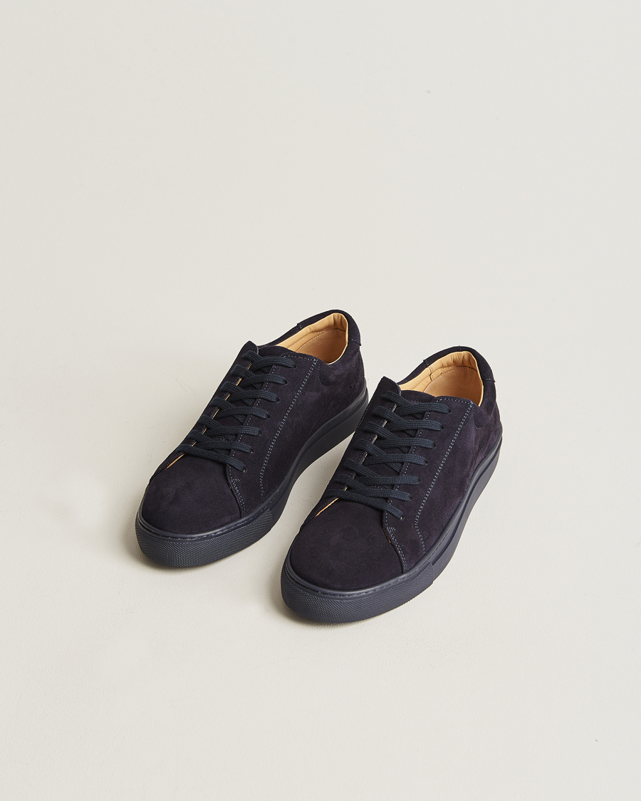 Hombres | Zapatos | Myrqvist | Oaxen Monochrome Sneaker Navy Suede