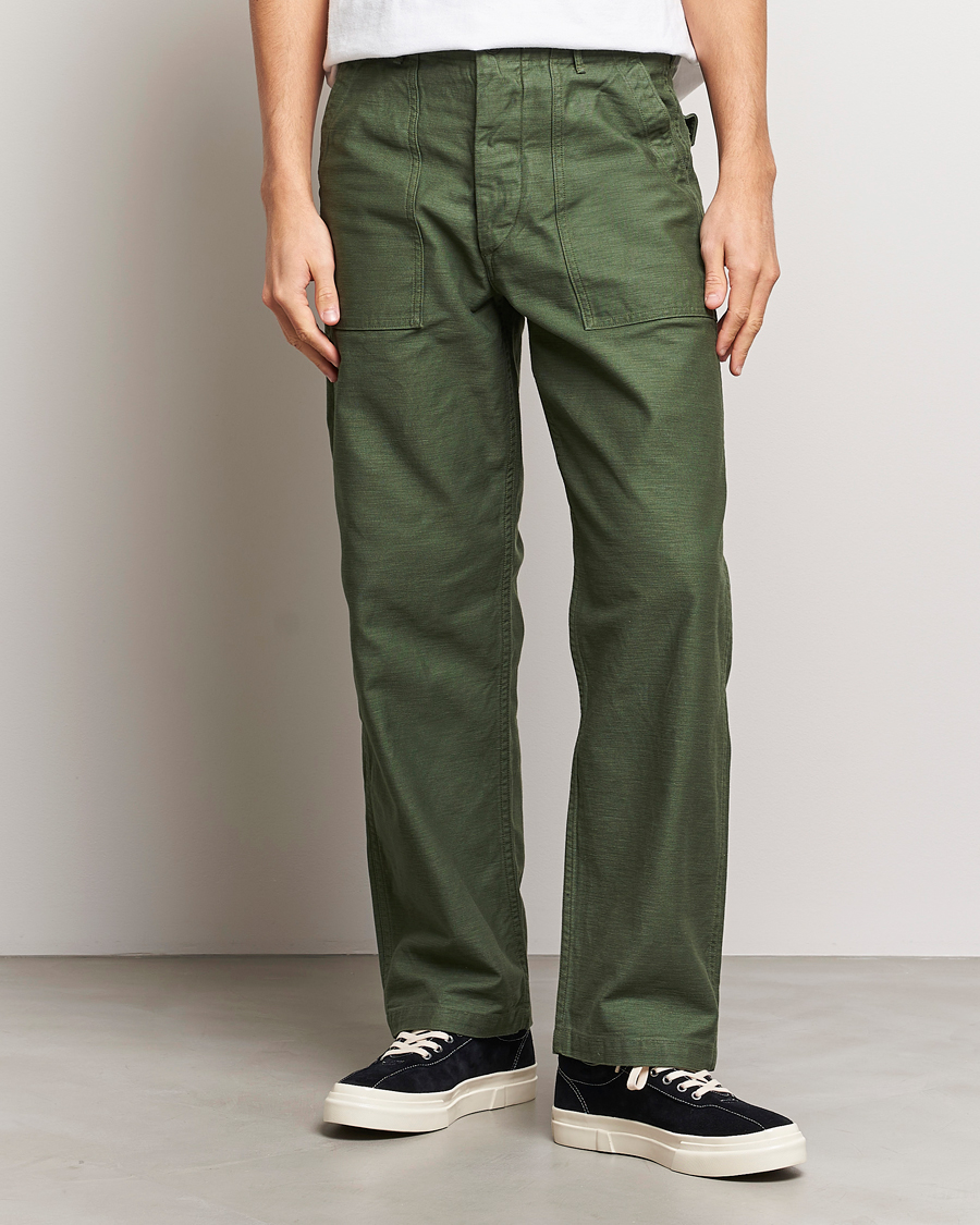 orSlow Regular Fit Original Sateen Fatigue Pants Green en