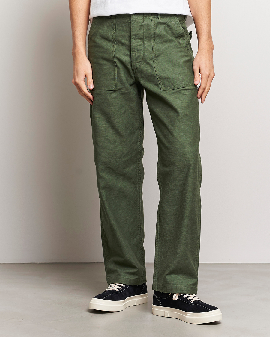 Hombres | Japanese Department | orSlow | Regular Fit Original Sateen Fatigue Pants Green