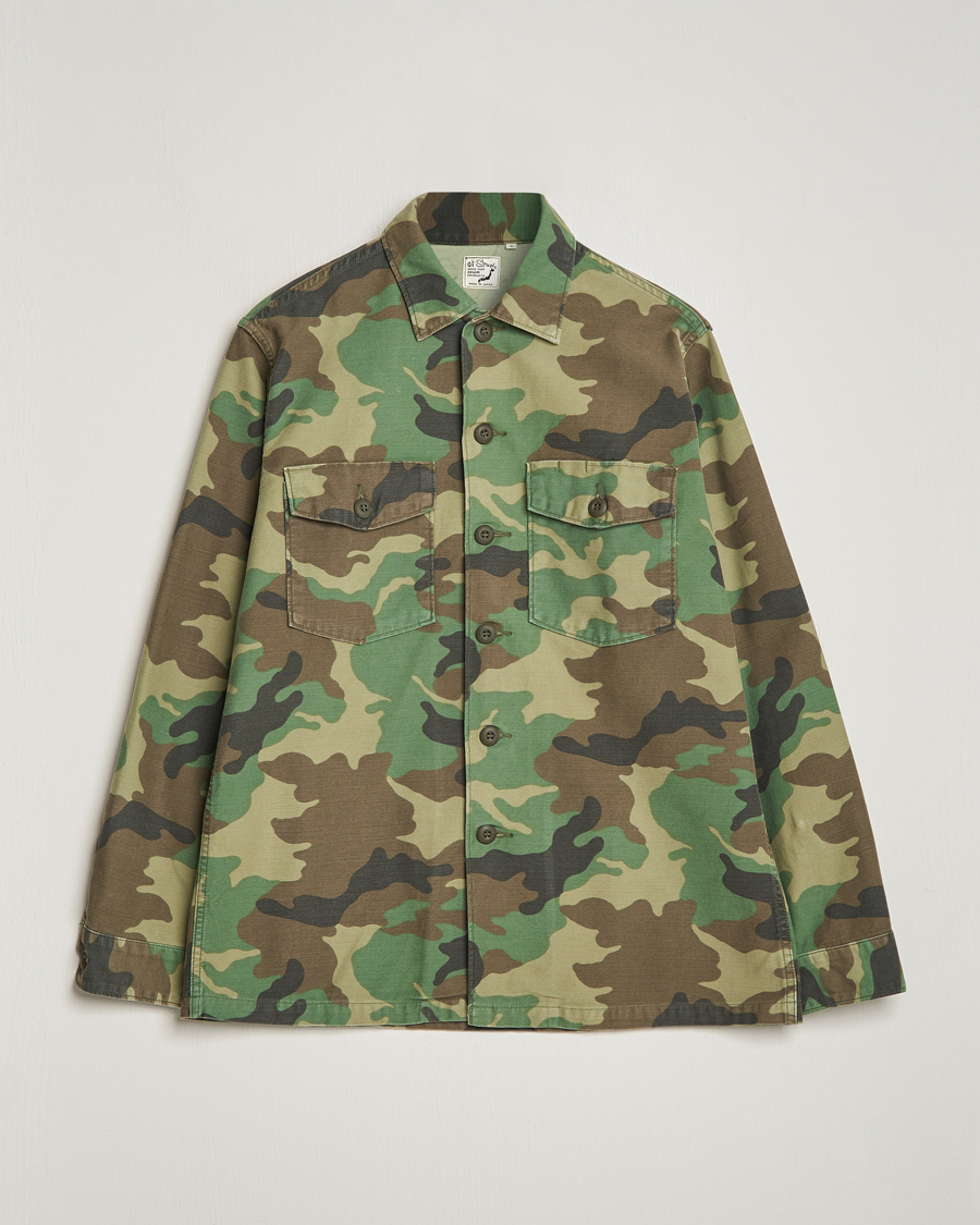 Hombres | Camisas | orSlow | Cotton Sateen US Army Overshirt Woodland Camo