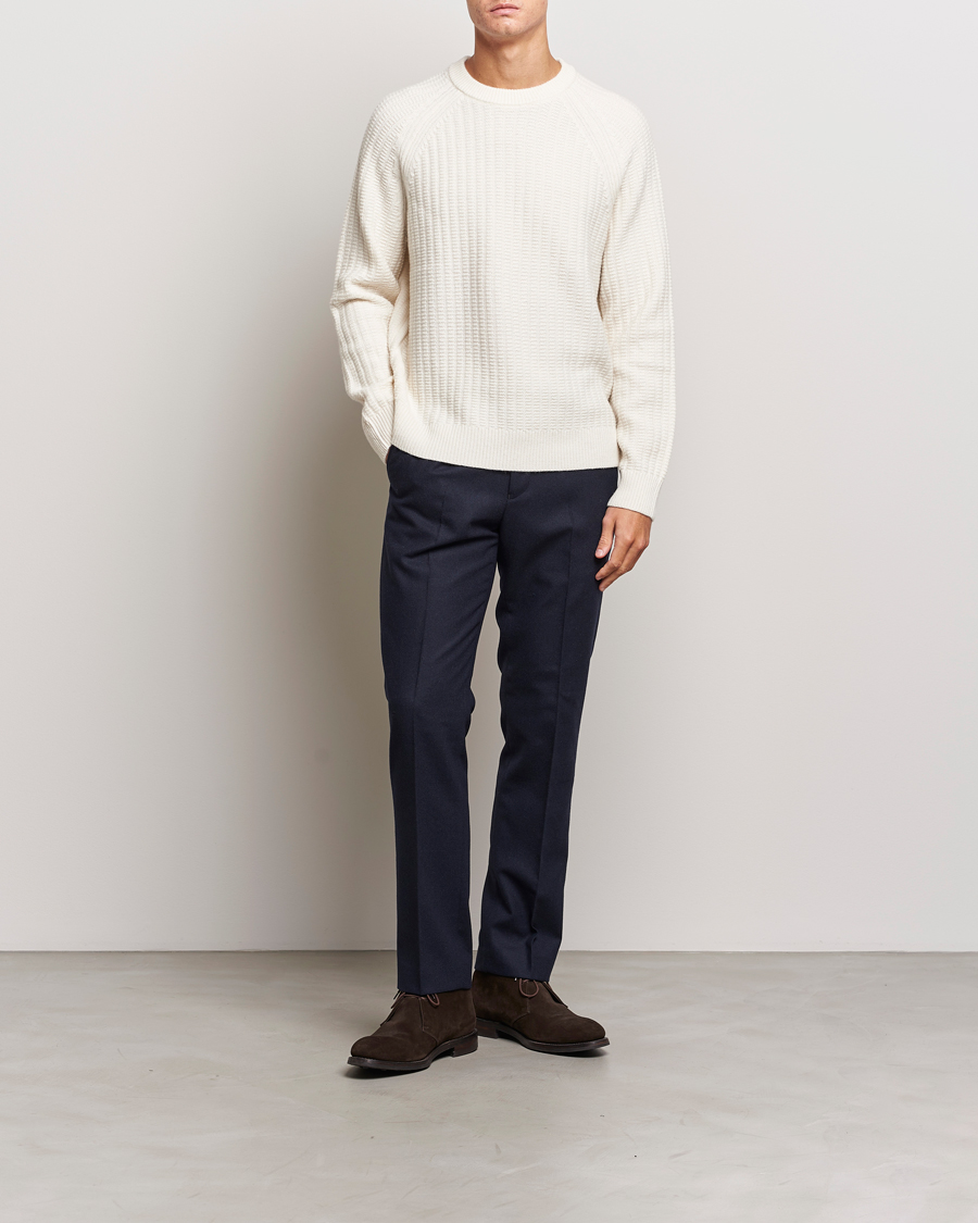 Hombres | Jerséis y prendas de punto | GANT | Textured Raglan Knitted Crew Neck Cream