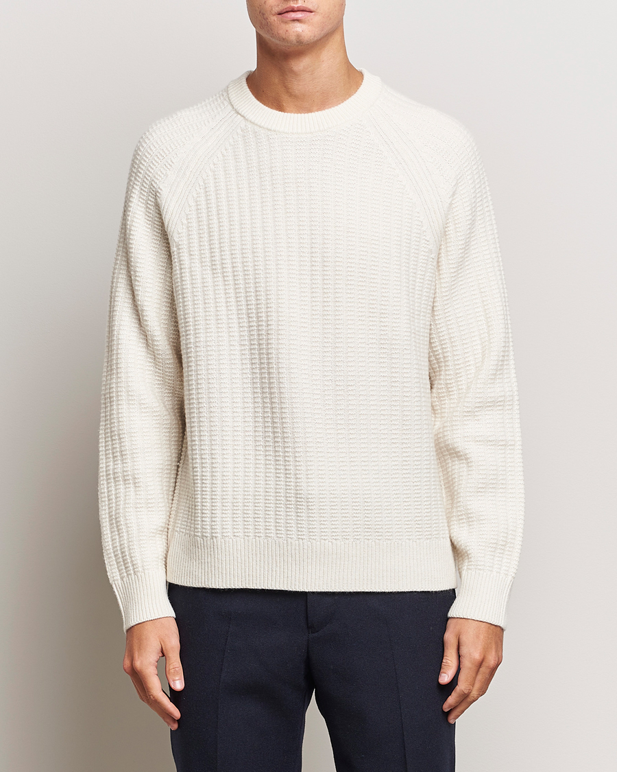 Hombres | Jerséis y prendas de punto | GANT | Textured Raglan Knitted Crew Neck Cream