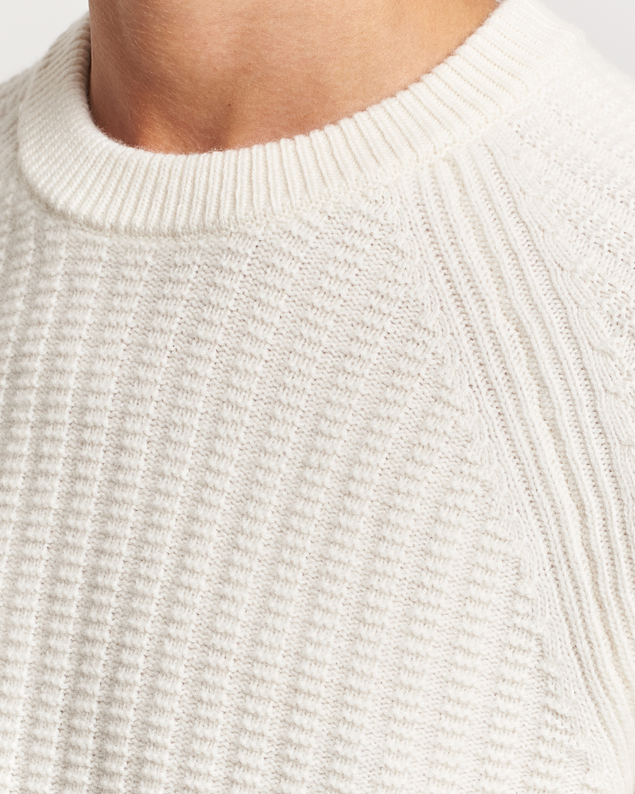 Hombres | Jerséis y prendas de punto | GANT | Textured Raglan Knitted Crew Neck Cream