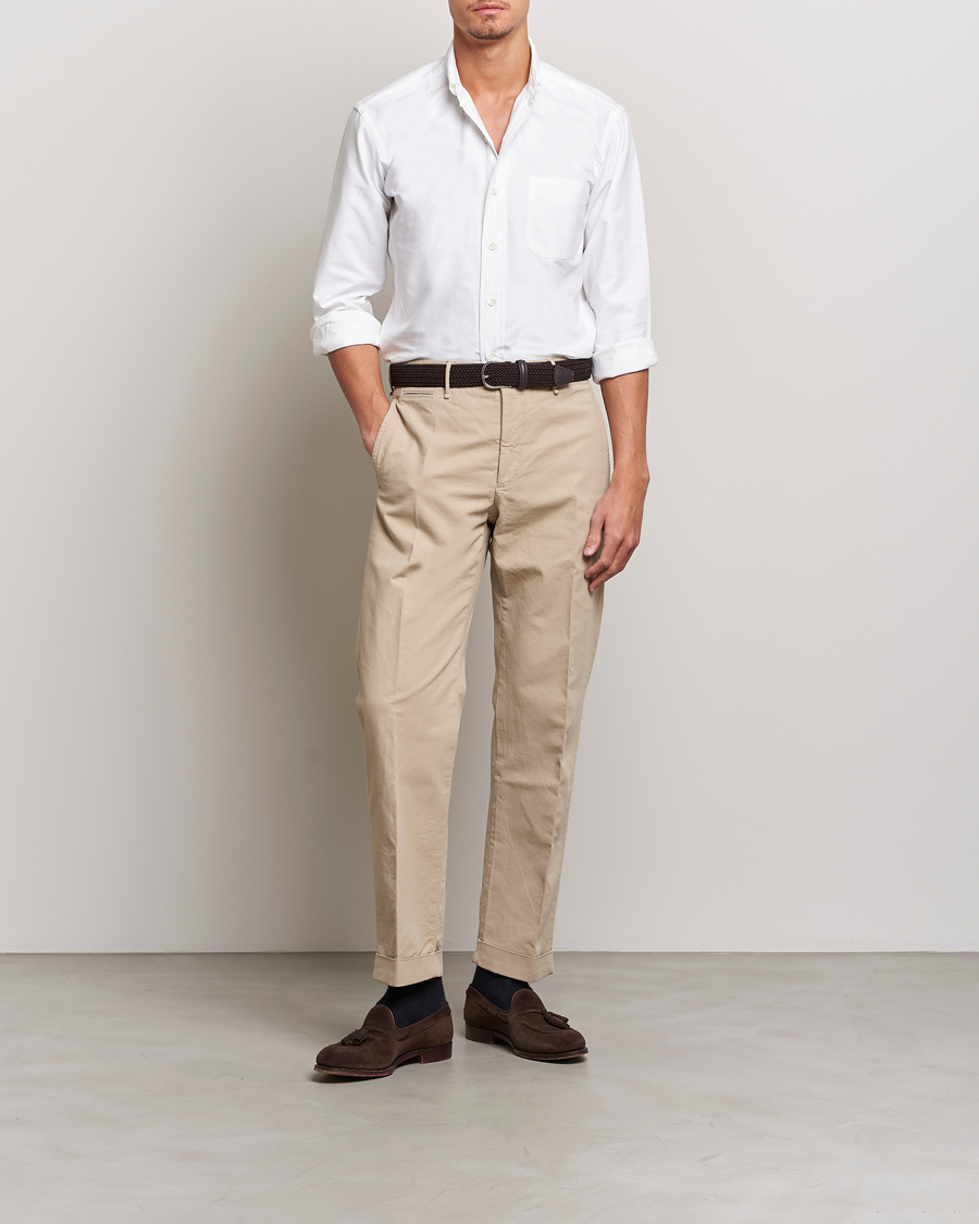 Hombres | Camisas | Kamakura Shirts | Vintage Ivy Oxford Button Down Shirt White