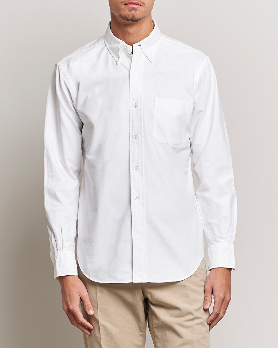Hombres | Camisas | Kamakura Shirts | Vintage Ivy Oxford Button Down Shirt White