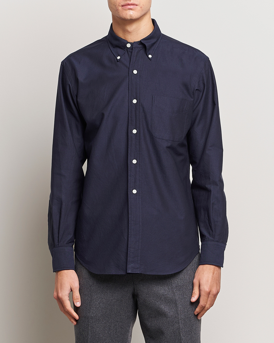 Hombres | Camisas | Kamakura Shirts | Vintage Ivy Oxford Button Down Shirt Navy