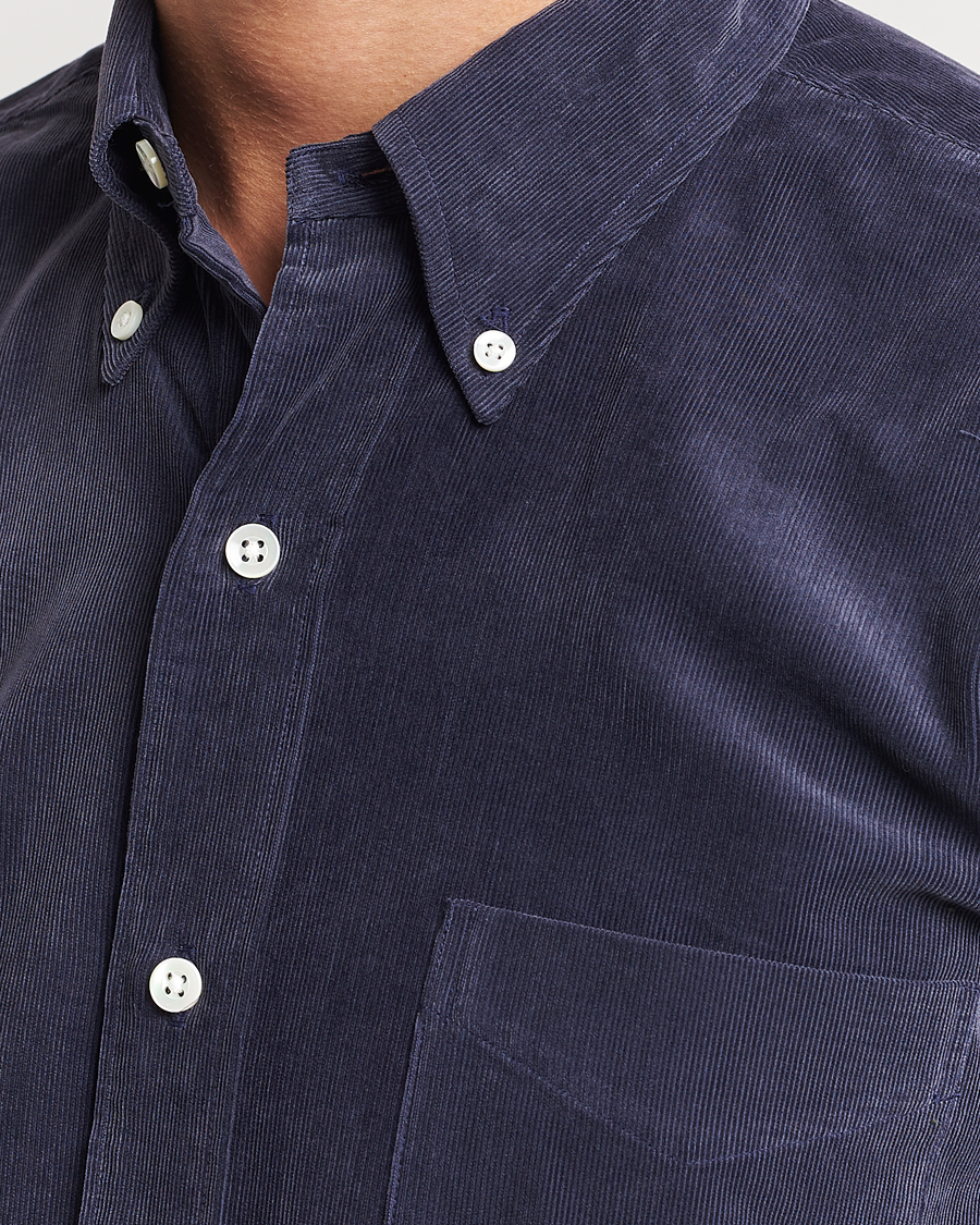 Hombres | Camisas | Kamakura Shirts | Vintage Ivy Japanese Corduroy Shirt Navy