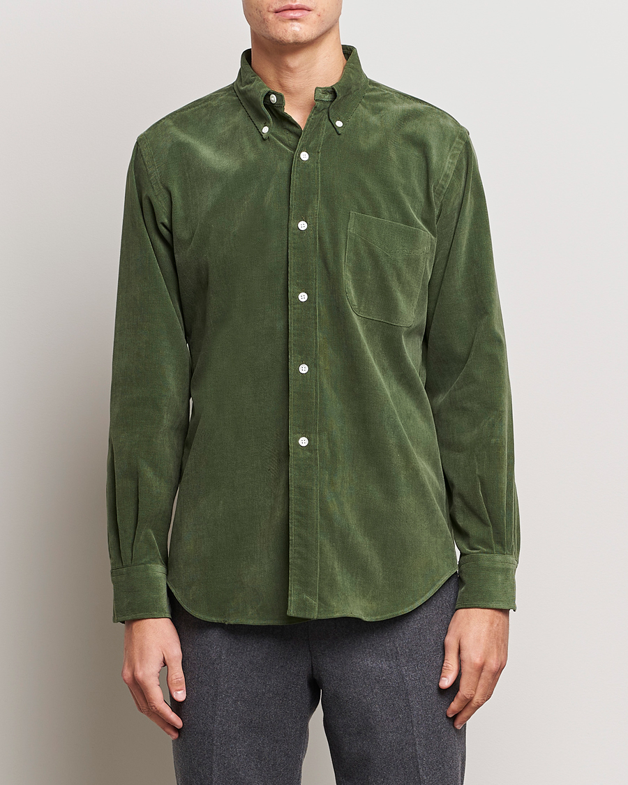 Hombres | Camisas | Kamakura Shirts | Vintage Ivy Japanese Corduroy Shirt Green