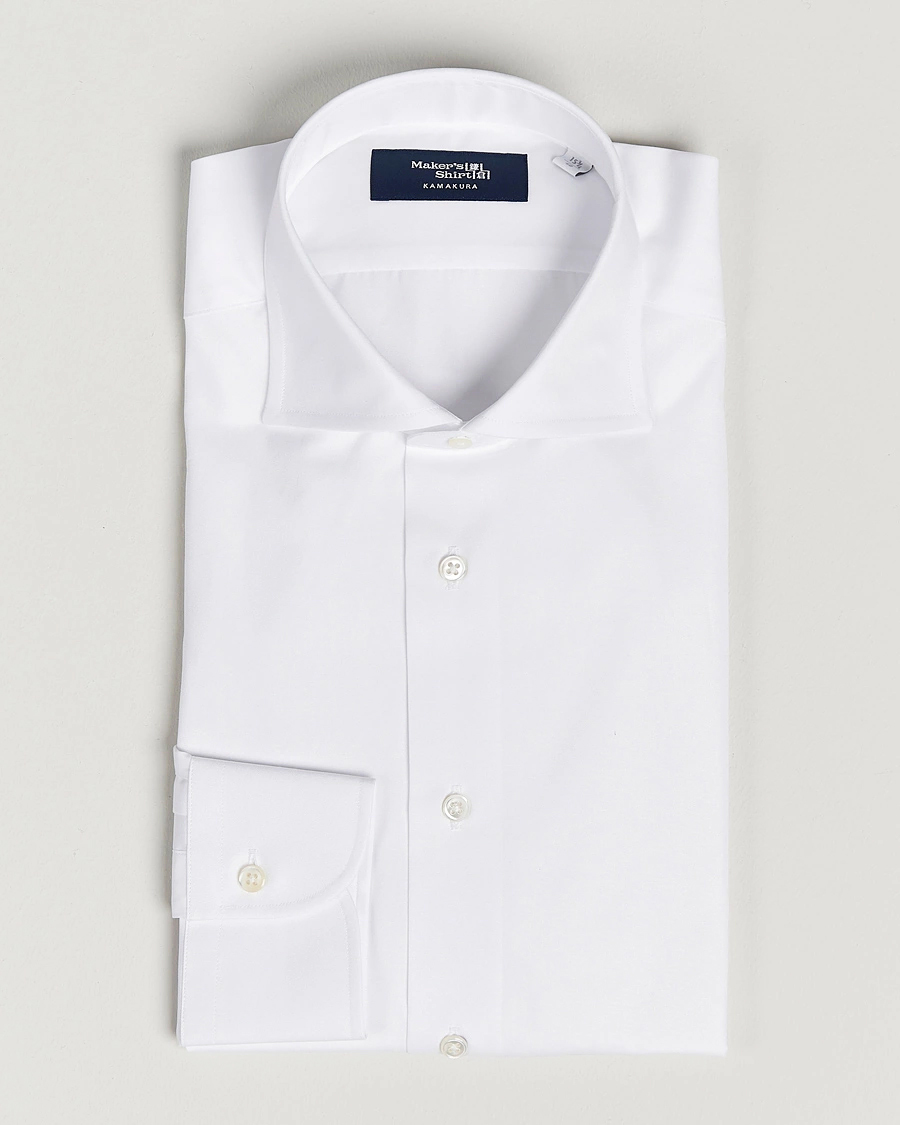 Hombres | Camisas | Kamakura Shirts | Slim Fit Broadcloth Shirt White
