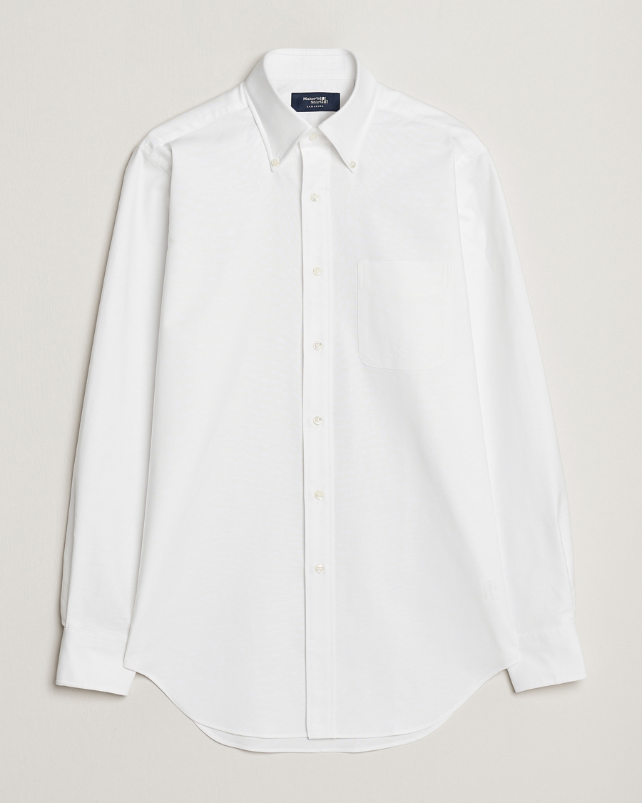 Hombres | Camisas | Kamakura Shirts | Slim Fit Oxford Button Down Shirt White