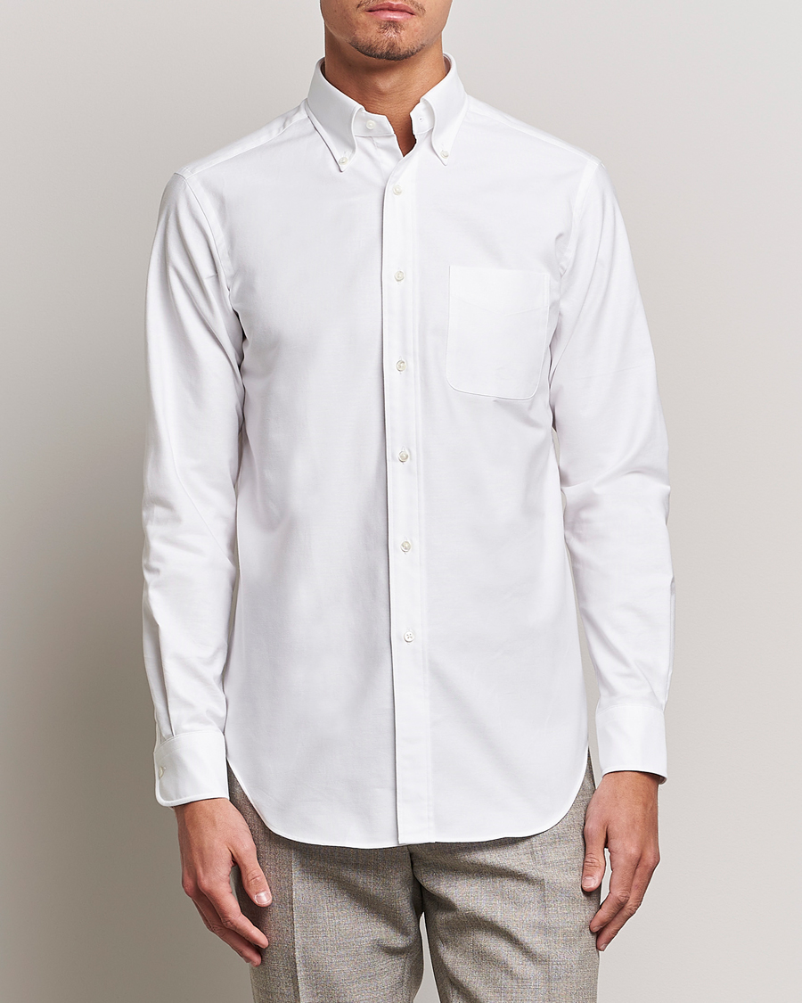 Hombres | Camisas | Kamakura Shirts | Slim Fit Oxford Button Down Shirt White
